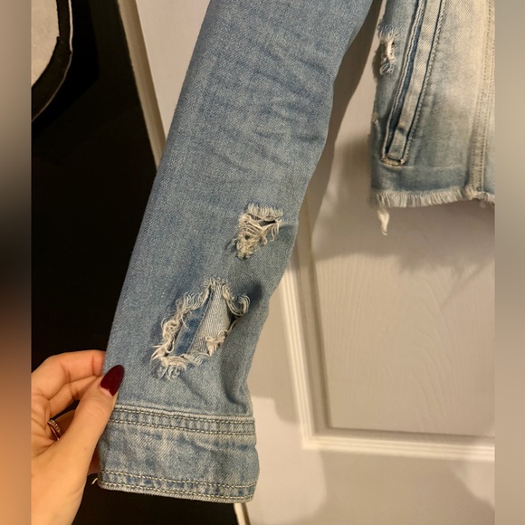 HIDDEN JEANS Frayed hem denim Blue Women's Jacket - Picture 7 of 10